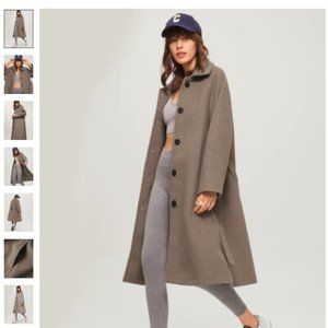NWT Commense Brushed Wool Belted Long Overcoat